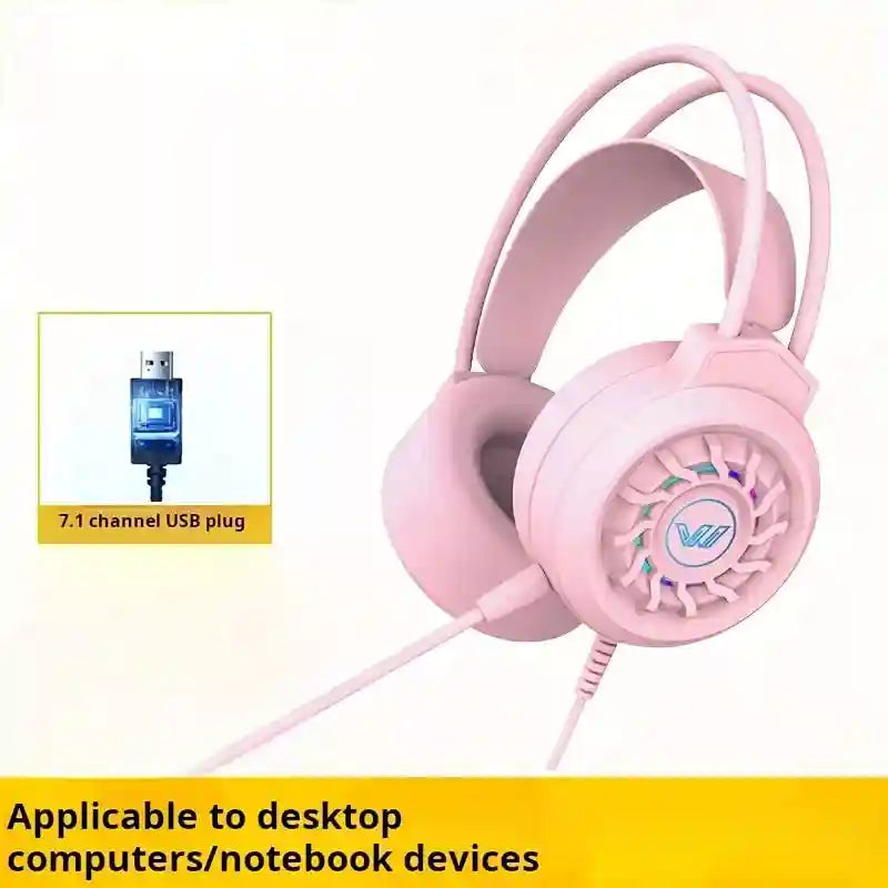 Tidesmit 7.1 Surround Sound Gaming Headset with Noise Cancellation Pink Tidesmit