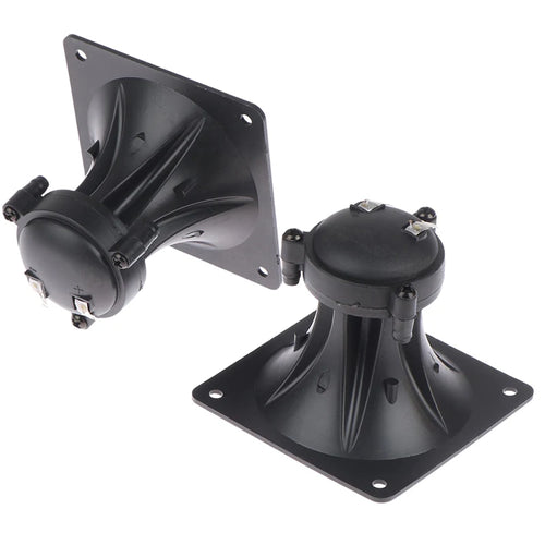 Black piezo tweeter speaker with square mounting plate and two metal terminal posts