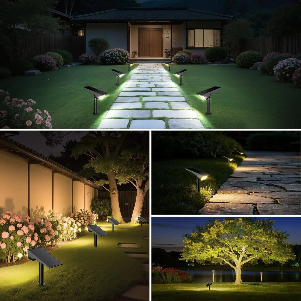 Intelamp Solar Spotlights 4000Mah 3 Color Modes Outdoor Solar Light Garden Lights for Landscape Pathway Yard Patio Garage Driveway Tree