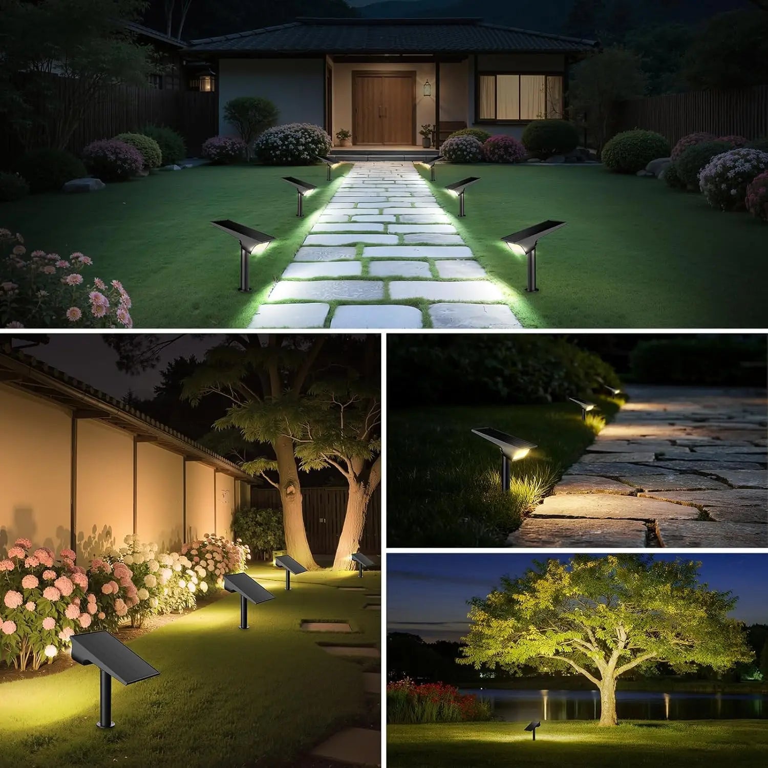 Intelamp Solar Spotlights 4000Mah 3 Color Modes Outdoor Solar Light Garden Lights for Landscape Pathway Yard Patio Garage Driveway Tree
