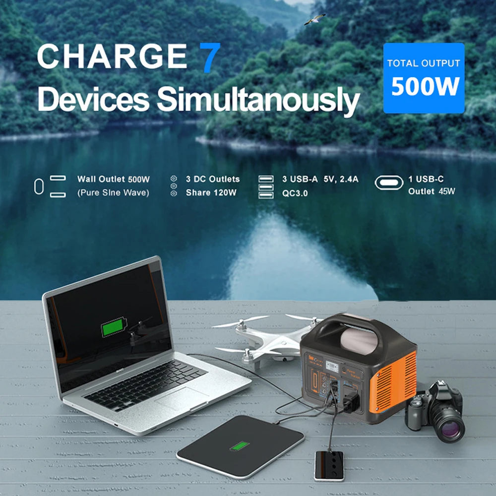 Gaiaray 500W 460Wh Portable Power Station LiFePO4 Battery UPS Backup Power Solar Generator Emergency Power Plant for Camping RV