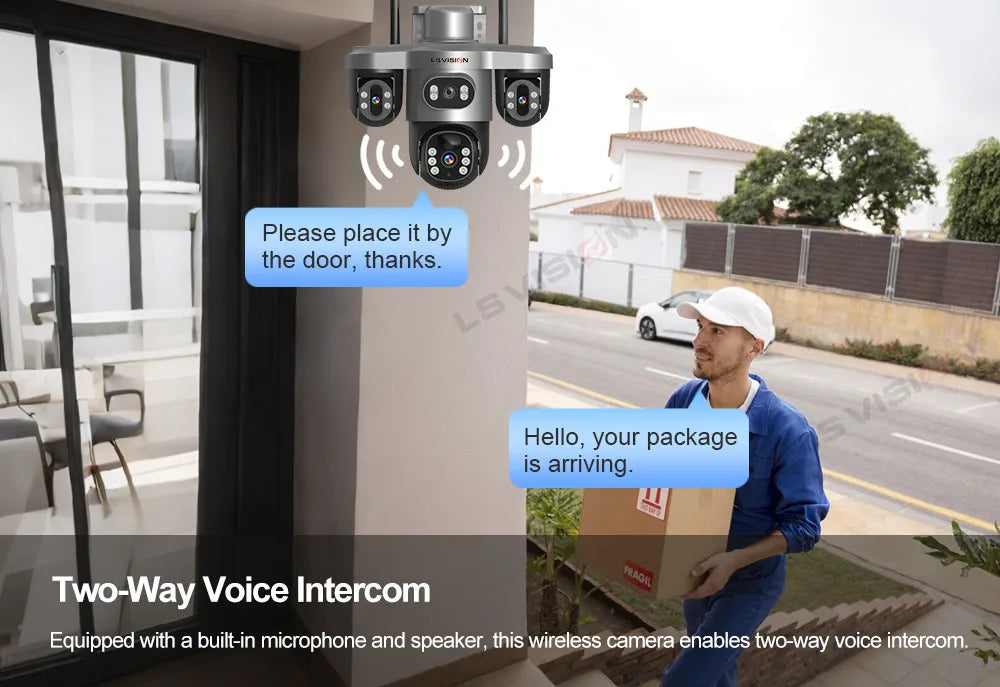 LS VISION 15MP 4G Wifi Solar Camera 3-Screen 10X Zoom PTZ 360°Rotatable PIR Human Detect CCTV Security Video IP Camara V380 Pro