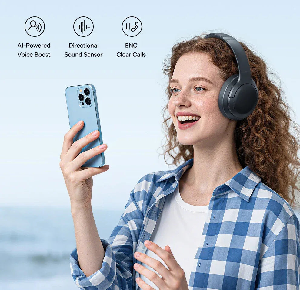 Baseus Wireless Headphones Bluetooth 5.3 HIFI Level Earphone 40mm Driver Foldable Over Ear Headsets 70H Playtime Spatial Audio Tidesmit