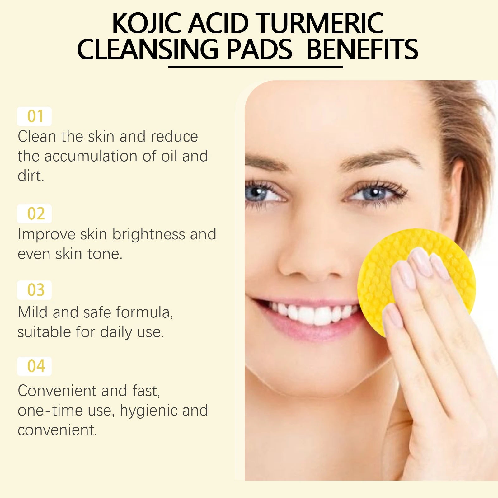Turmeric Kojic Acid Cleansing Pads Exfoliating Pads Facial Sponges For Cleansing Exfoliating Daily Cleansing Skin Care Tools
