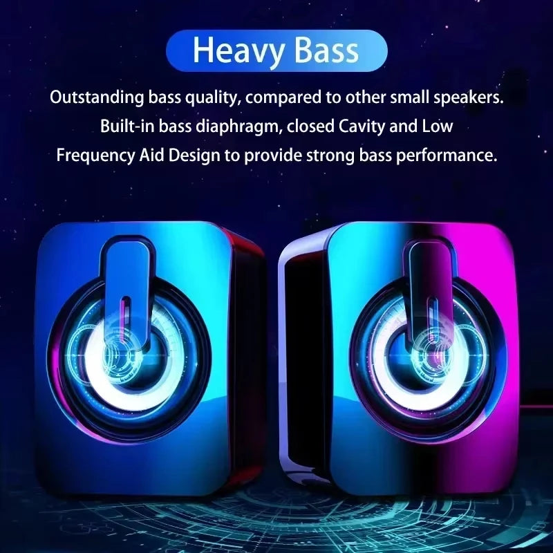 Wired Computer Speakers USB Sound Box HIFI Stereo with Microphone LED Light for Desktop Wholesale Subwoofer