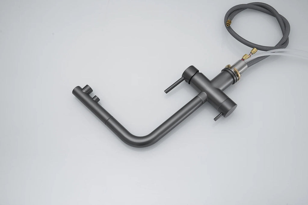White Hot Cold Filter Kitchen Sink Faucets 3 Ways Pure Water Pull Out Kitchen Sink Mixer Tap Brass Filter Kitchen Sink Faucet