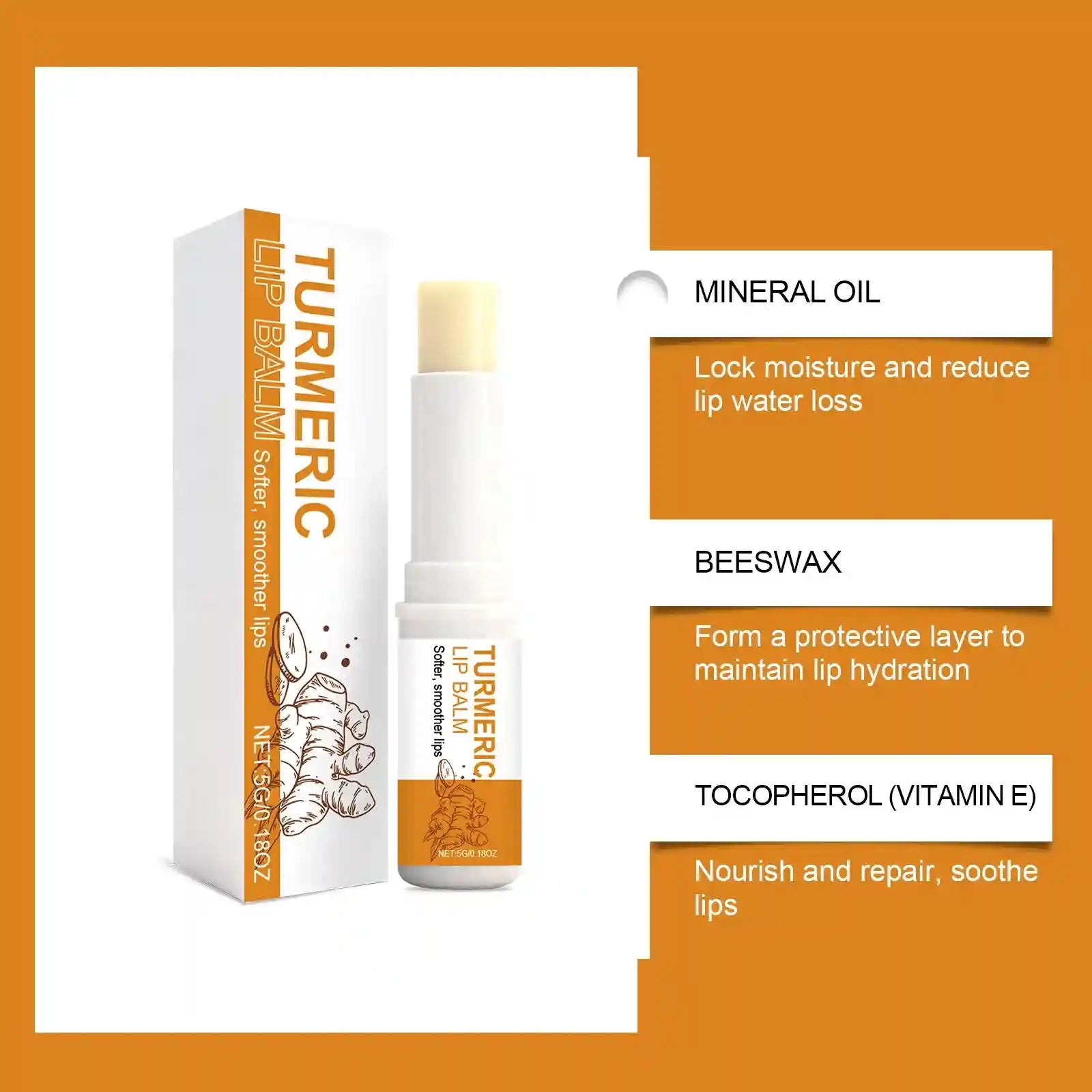 Turmeric Lip Balm – Moisturizing Dark Lip Treatment by Tidesmit Lip Care Tidesmit