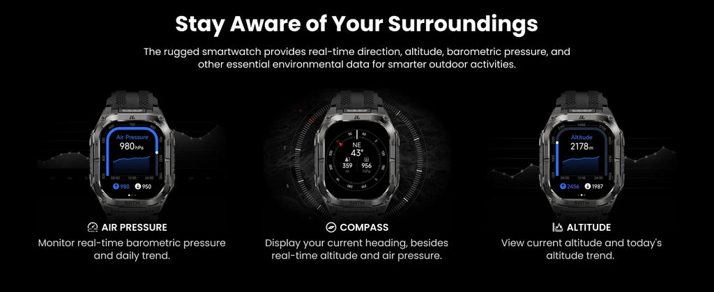 KOSPET TANK M4C Advanced GPS Smartwatch for Men MIL-STD-810H Tough 5ATM Waterproof Integrated Flashlight & Health Tracking