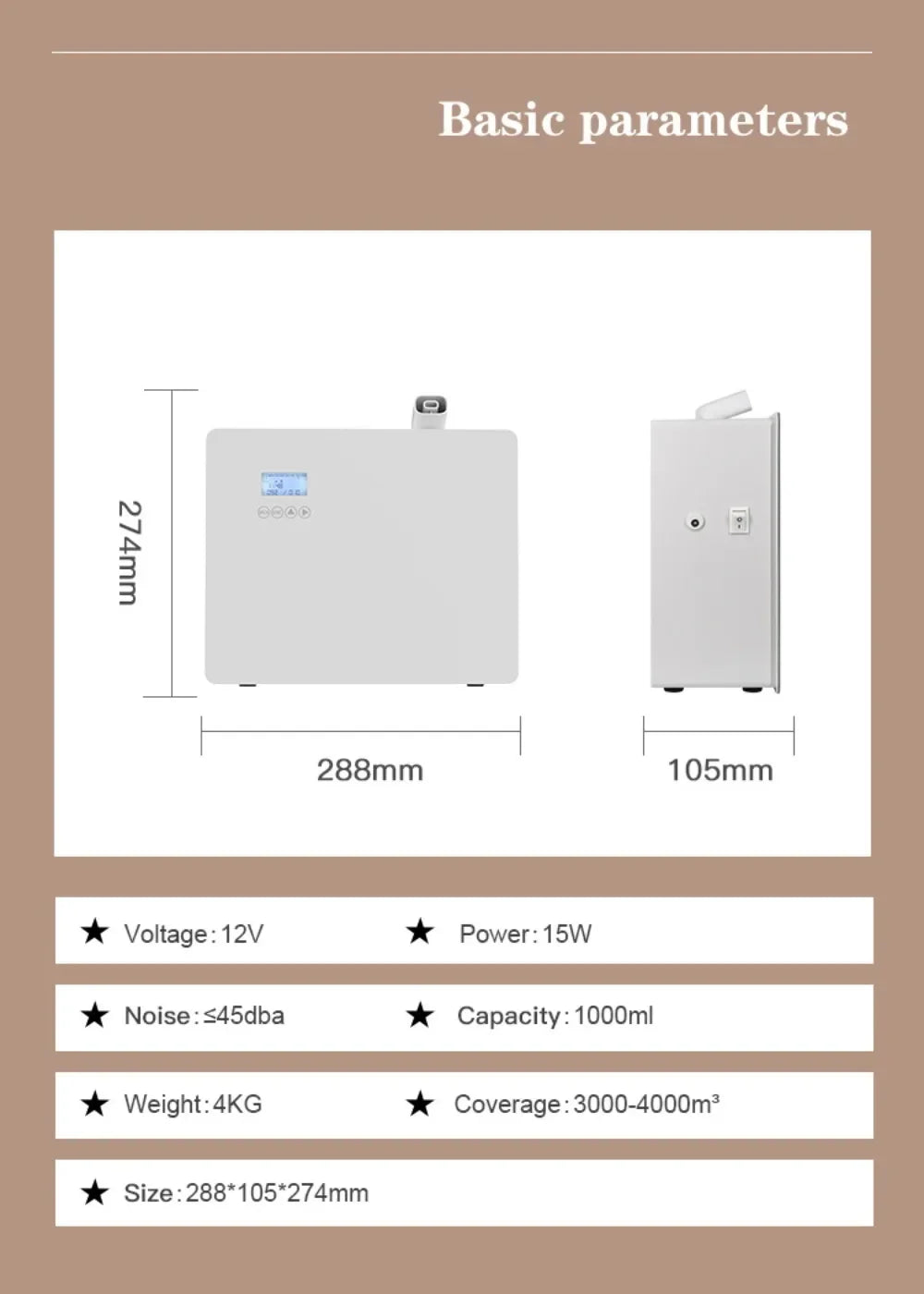 Smart Waterless Scent Diffuser Machine WiFi Bluetooth App Control Aroma Essential Oil Diffuser for Home Hotel Office Large Room