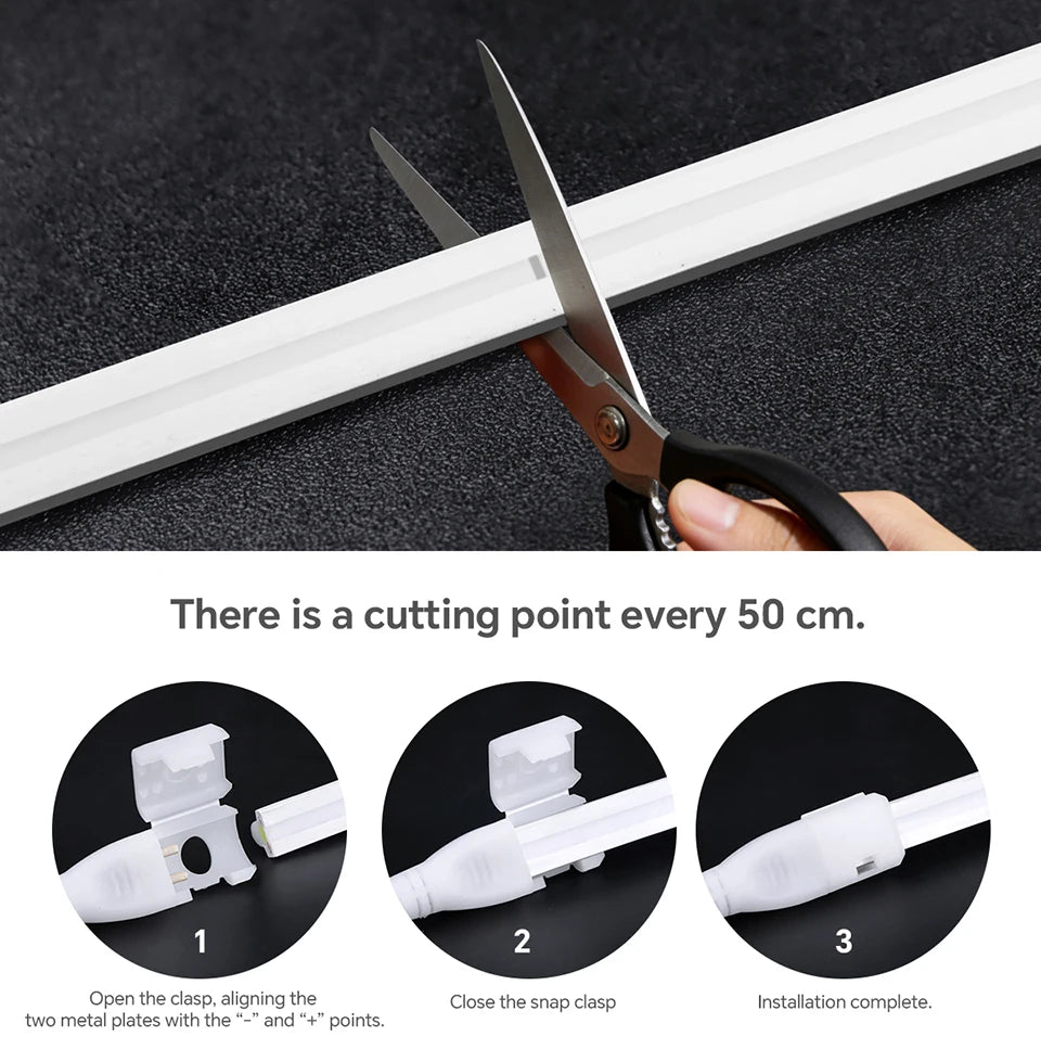 Super Bright 220V COB LED Strip with Switch FOB Tape Ribbon EU Plug 2M 5M 30M 25M 20M 15M 10M LED Lights For Kitchen Room Decor