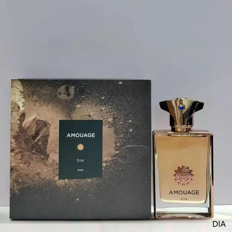 Amouage Dia Man 100ml Eau de Parfum: luxury woody aromatic fragrance in an elegant gold bottle with premium gift box.