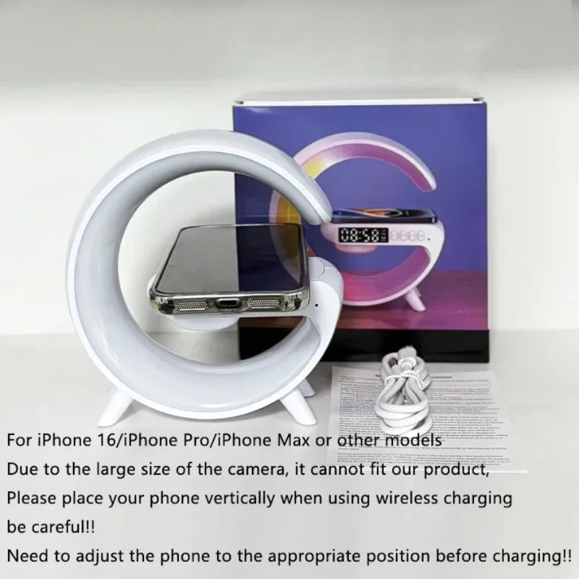 Wireless Charging Alarm Clock Speaker with Ambient Light & Bluetooth Tidesmit