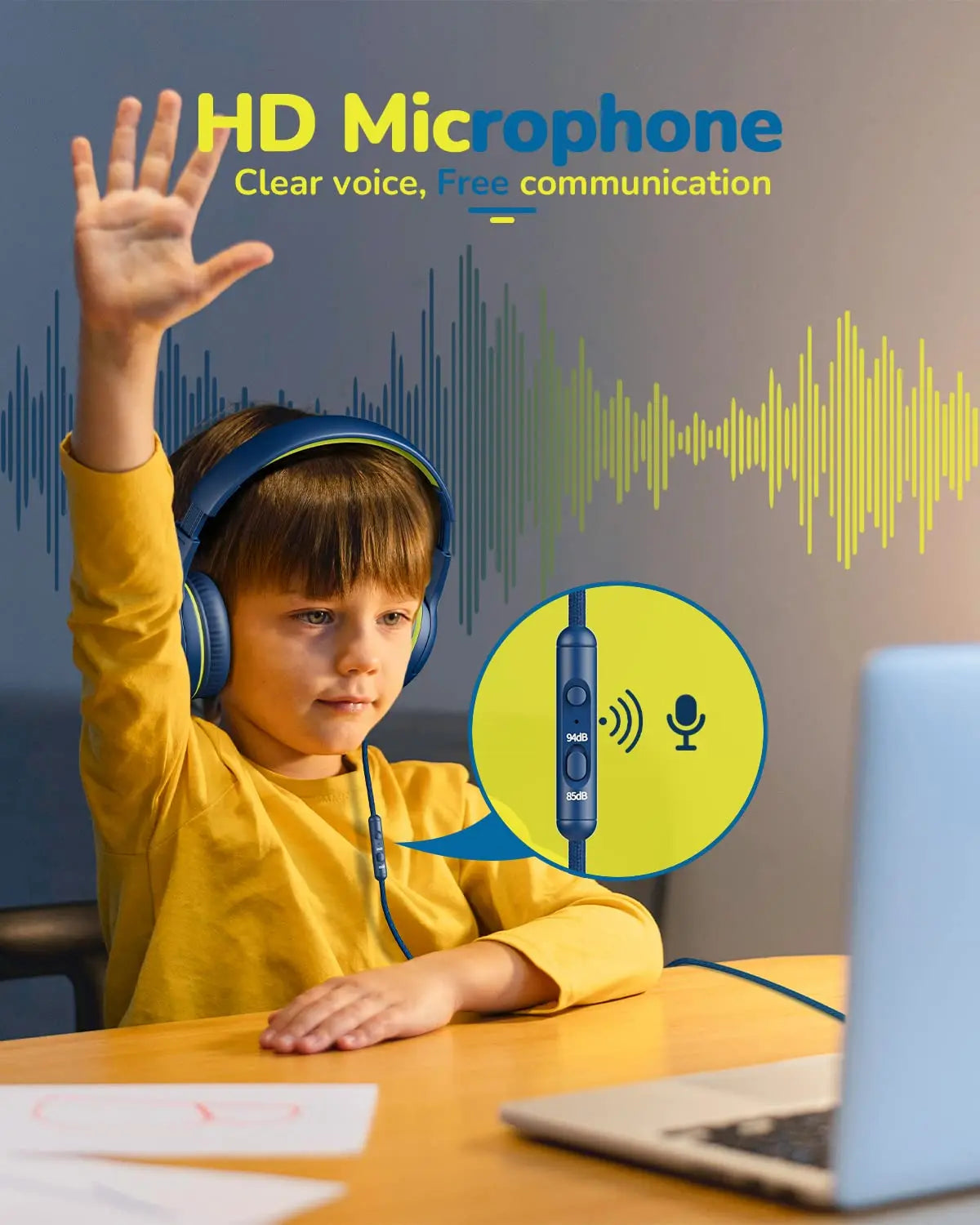 Kids Wired Headphones with Microphone - Foldable Over-Ear Tidesmit Tidesmit