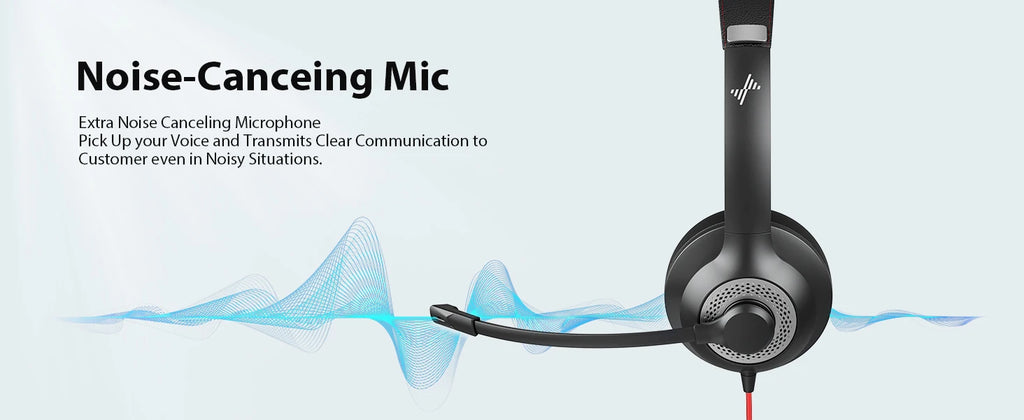 USB PC Headset with Noise Cancelling Mic for Office & Studio Calls Tidesmit