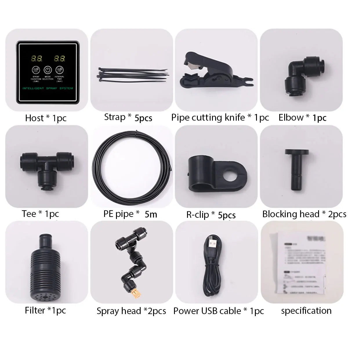 Touch Screen Automatic Mist Rainforest Spray Intelligent Ecological Cylinder Electronic Timer Sprinkler System Kit Control