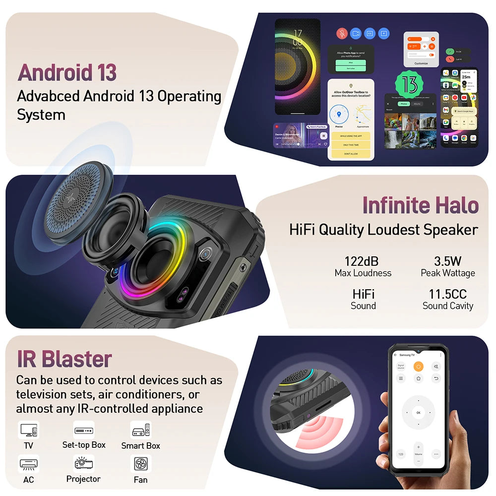 Ulefone Armor 21 16GB RAM 256GB ROM ，Android15  Helio G99 6nm, 64MP Camera,24MP Night Vision Camera ,9600mAh.6.58"120Hz.NFC