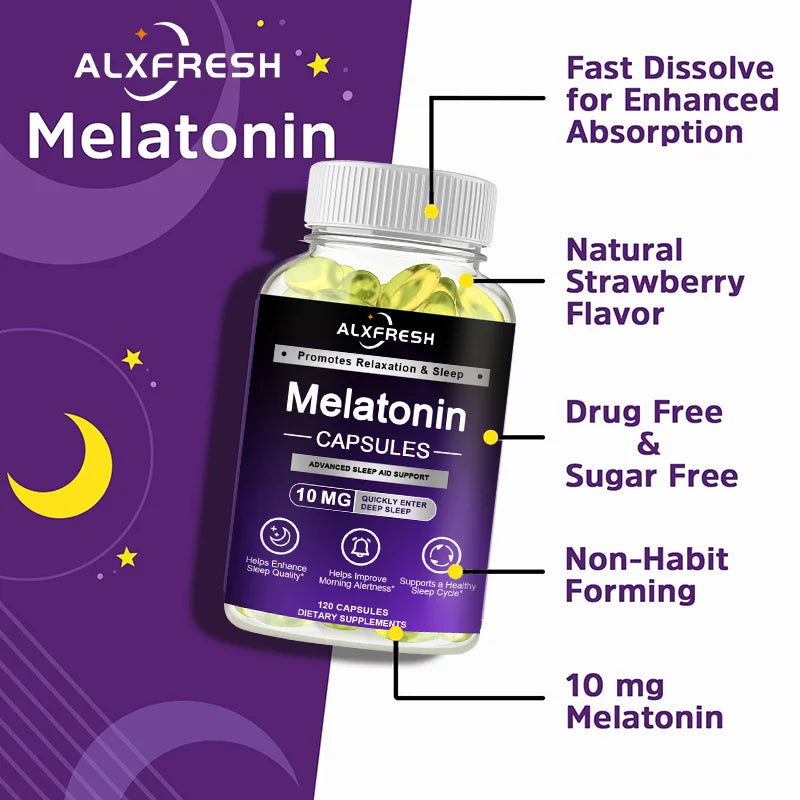 Melatonin 10mg, 100% Non-Toxic Adult Sleep Aid, Help Fall Asleep Faster, Sleep Deep, Enhance Immunity