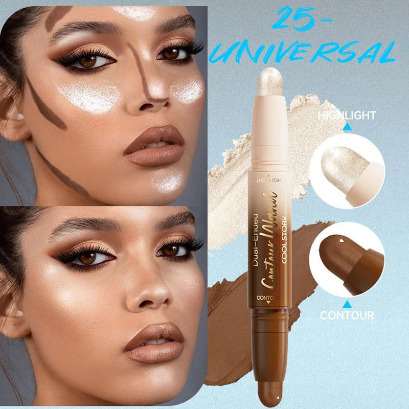 Tidesmit waterproof double-ended contour stick for sculpting and highlighting in face makeup detail view
