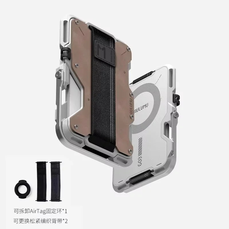 Magnetic Carbon Fiber Wallet: 6-in-1 Slim Fit Phone Case Brown GenuineLeather Tidesmit