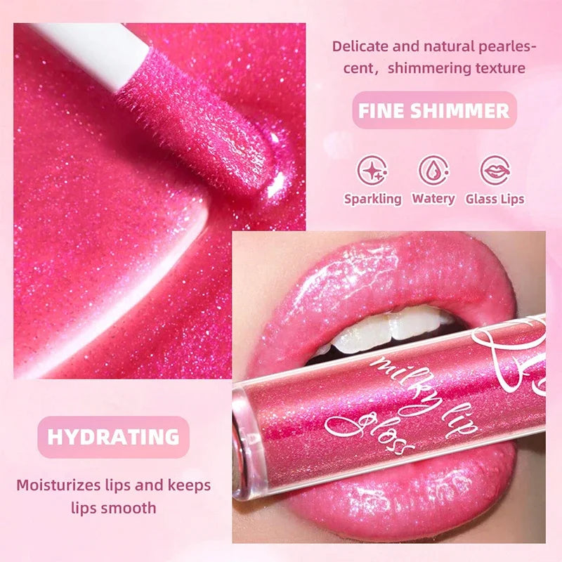 Shimmering taro purple lip gloss with gold sparkle for a hydrating, plumping, and glassy jelly shine finish.