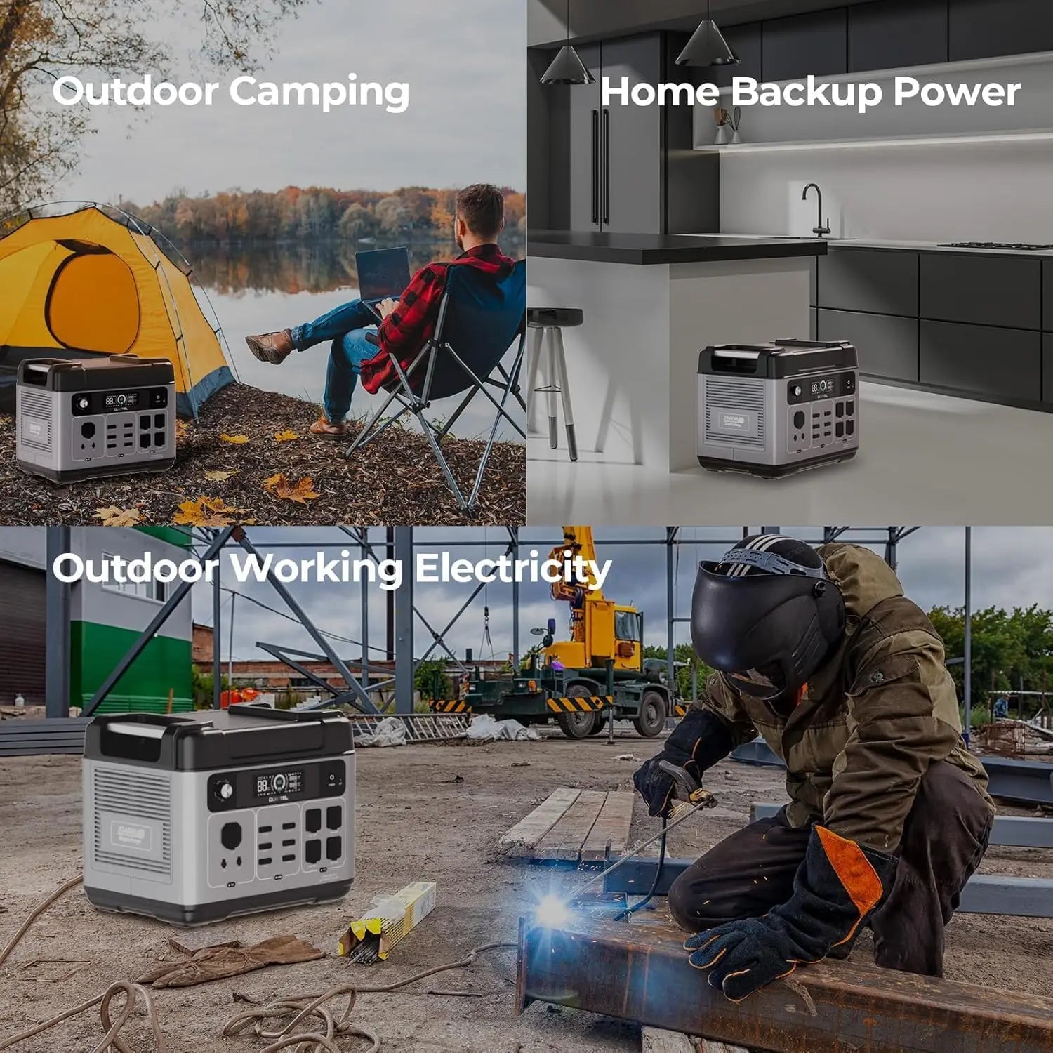 OUKITEL P2001 Plus 2400W Power Station 2048Wh Solar Generator 1.5H Full Charging, APP Control Battery Backup for Outdoor Camping