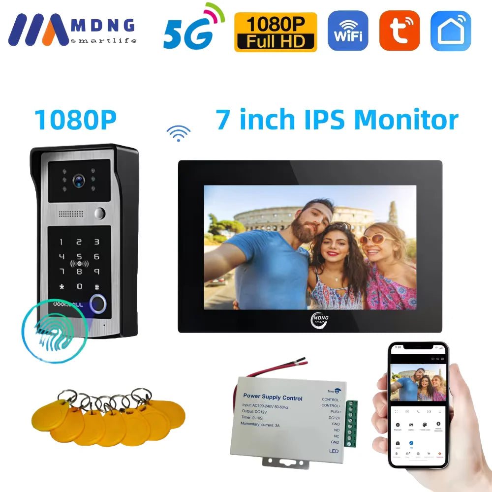 7/10 Inch Tuya Smart Wifi Video Apartment Intercom System 1080P Wireless Doorbell Camera Rfid Unlock Door Entry Intercom Doorman