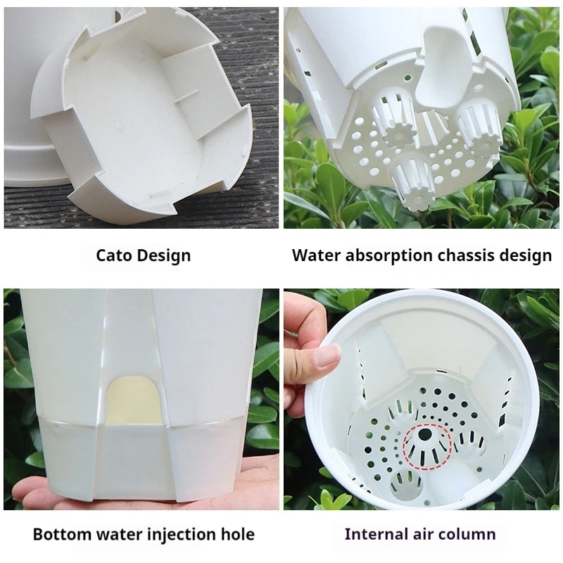 Self Watering Flowerpot Plastic Orchid Pot Double Layer Hydroponic Plant Pot Transparent Round Flower Pot Garden Supplies Decor