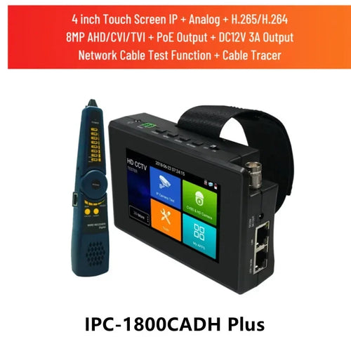 4-inch touch-screen CCTV monitor tester with cable tracer, dark gray/black device