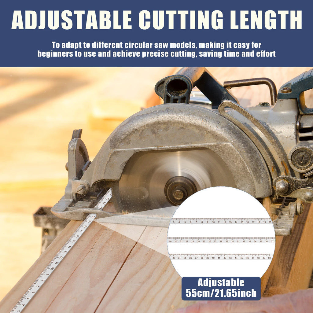 Circular Saw Guide Rail 0-50cm Stainless Steel Adjustable Straight Cut Guide Adjustable Durable for DIY, Carpentry Precision Cut
