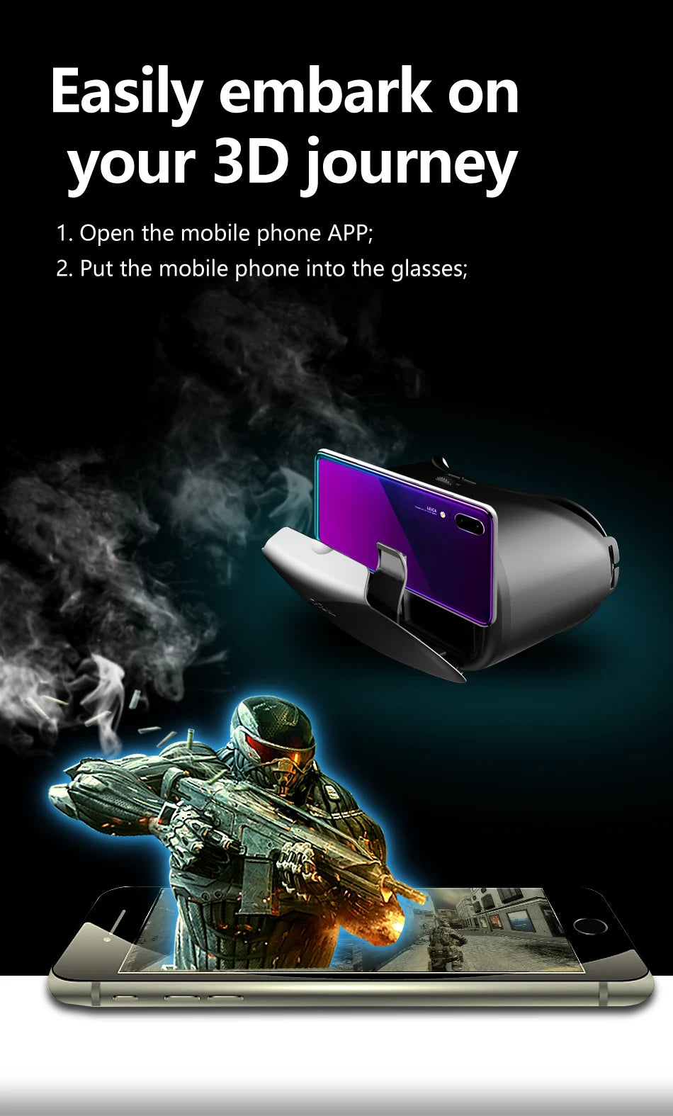 VR Headset for Smartphones - Immersive 3D Mobile VR Glasses Tidesmit