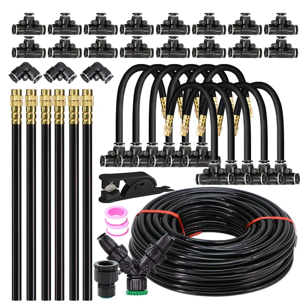 Garden 5-30M 8mm PE Hose 20cm 360° Bending Brass Nozzle Spray Kit Atomized Automatic Irrigation Equipment Plants Mist Wateriing