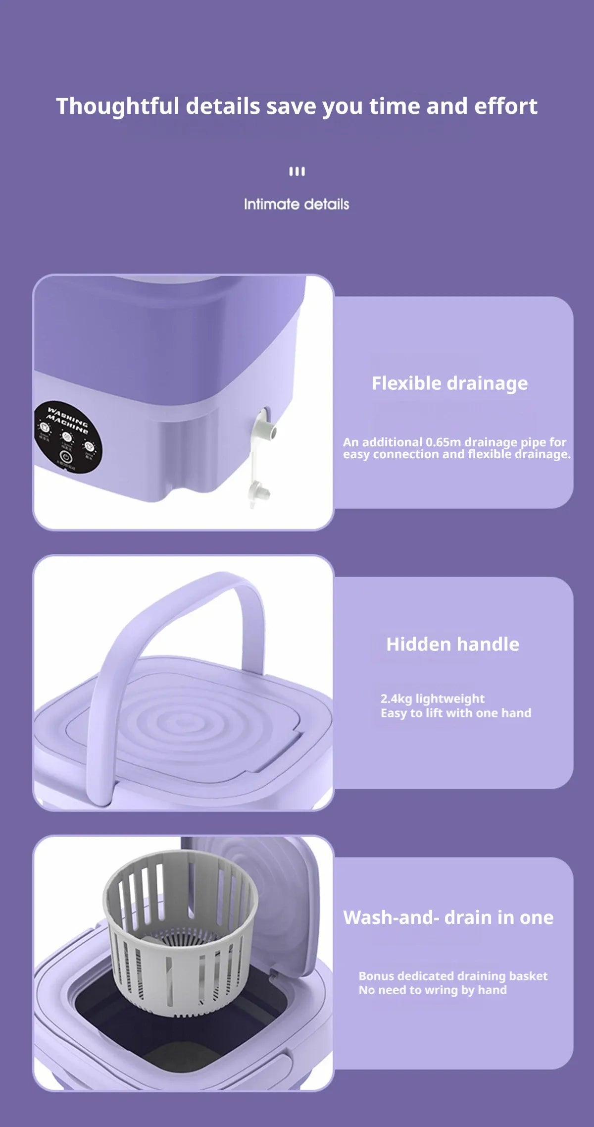 9L Collapsible Mini Washing Machine 100V-240V EU Plug