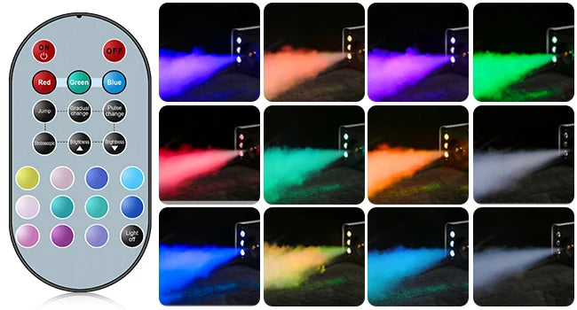 1200W Smoke Machine RGB 6LEDs Lighting Fog Machine Remote Control Stage Smoke Haze Generator for Disco Party Nightclub Wedding