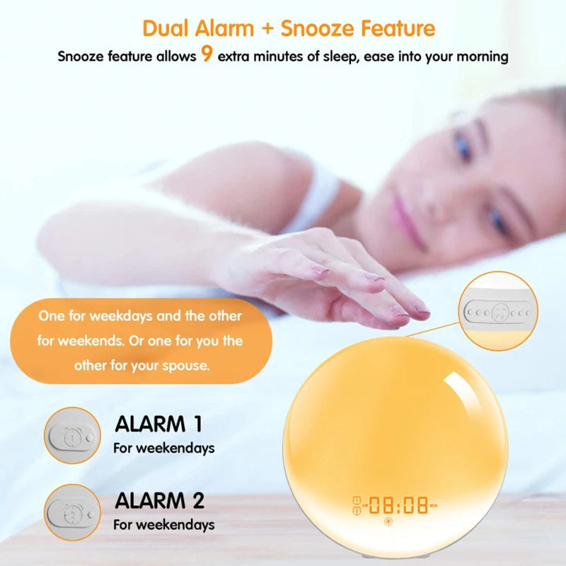 Wake Up Light Alarm Clock with Sunrise Simulation & FM Radio Tidesmit