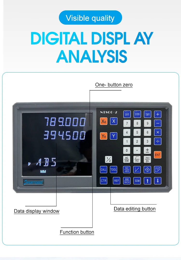 Ultra-accurate Dro NT800-3 NT800-2 Set AC90-260V&50-1000mm Linear Glass Scale Encoder Digital  Ruler for Lathe Milling Machines