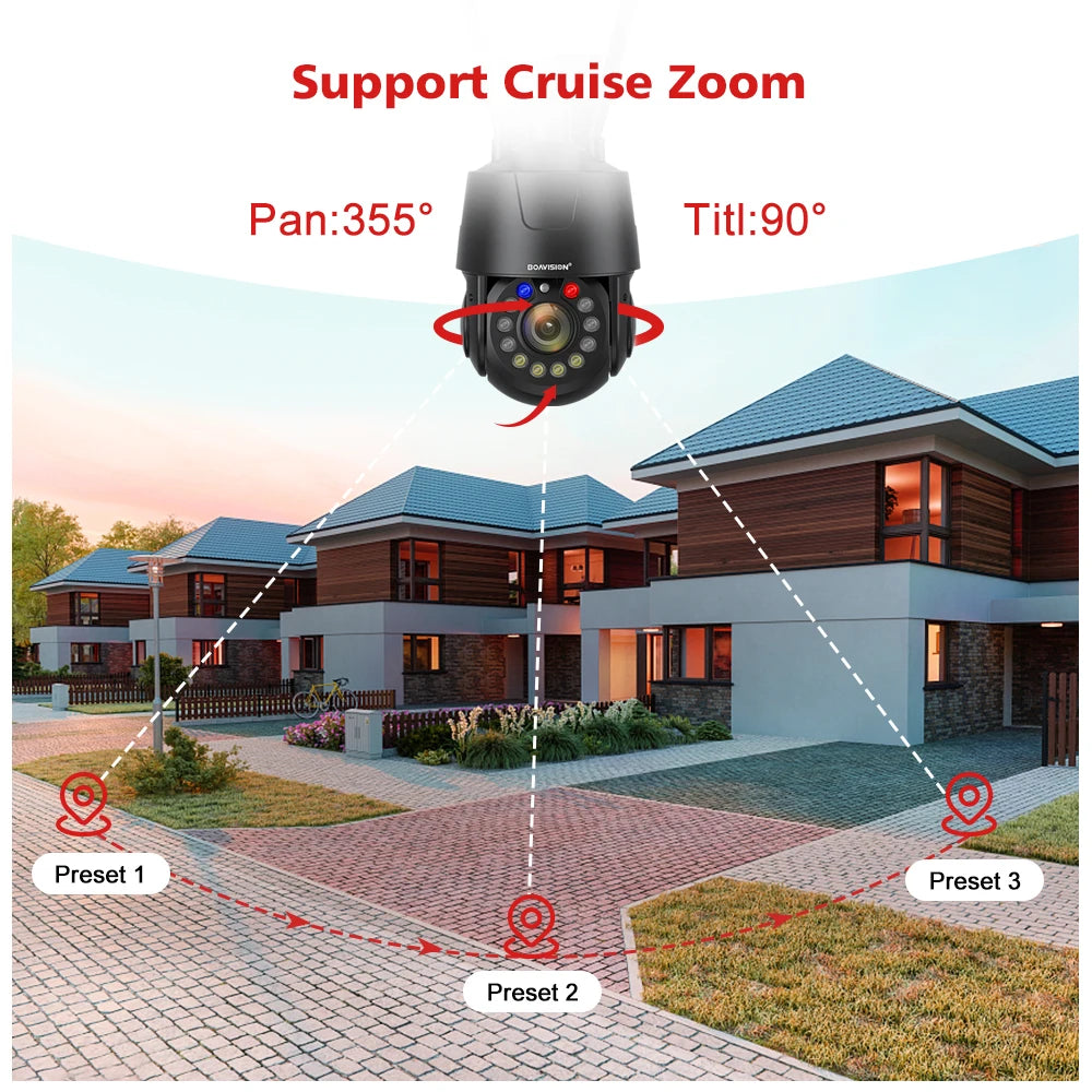 Outdoor Surveillance Camera WIFI 4G POE 8MP 5MP 30X Optical Zoom AI Auto Tracking 150M IR Distance Metal PTZ Security Camera
