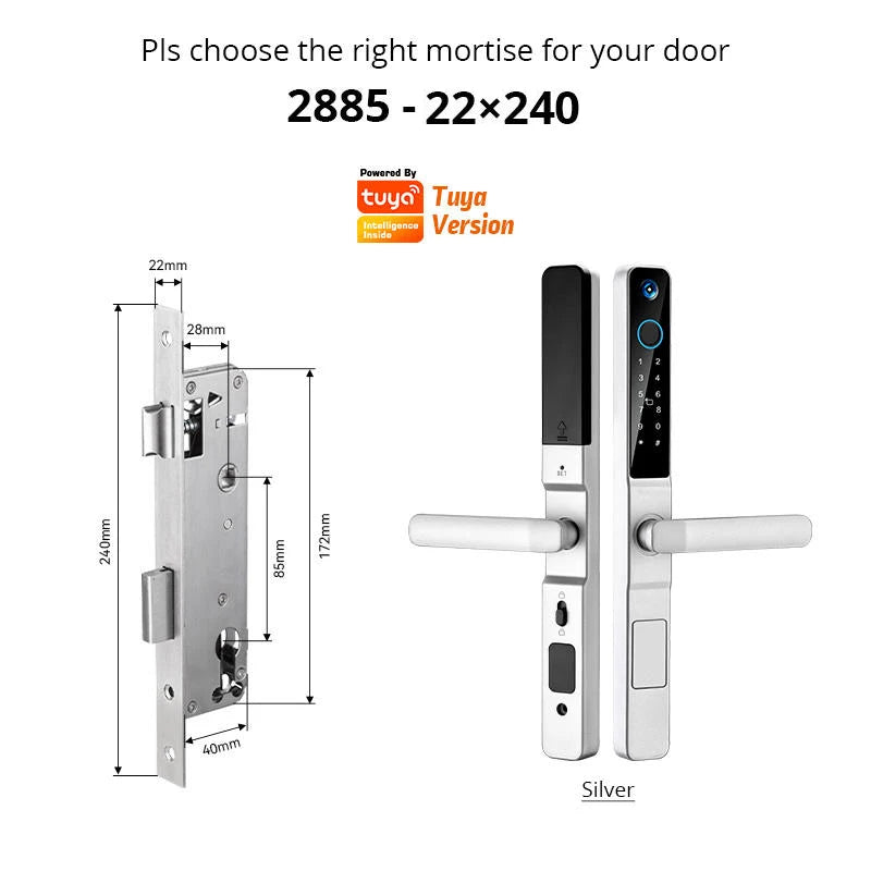 Smart Lock with Camera Door Viewer Waterproof IP66 Tuya WiFi Fingerprint Password Sliding RFID Card Sliding Electronic Door Lock