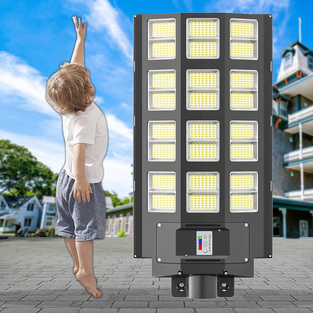 7000W Solar Street Light, 300000LM Ultra Bright Commercial LED Parking Lot Light, 6500K Daylight White, IP65 Waterproof, Dusk to Dawn Auto On/Off, Outdoor Solar Road Lighting for Yard, Parking Lot, Street