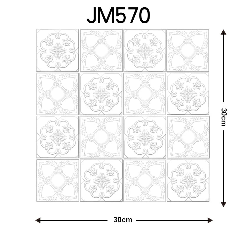 Peel-and-stick tile sheet JM570 layout diagram, 30 x 30 cm