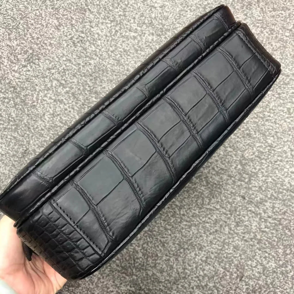 2022 New Designer Belly Crocodile Skin Men's Shoulder Bag Fashion Men Real Crocodile Bag High Quality Large Capacity Male Bag 45