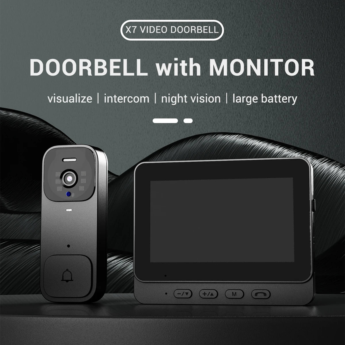 Home Security Smart Video Doorbell 4.3-inch Screen 2-Way Intercom HD Infrared Night Vision Intelligent Visual Wireless Door Bell