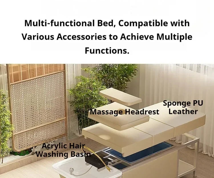 Head Spa Shampoo Chair with Water Tank - Reclining Salon Wellness Bed Massage Chairs Tidesmit