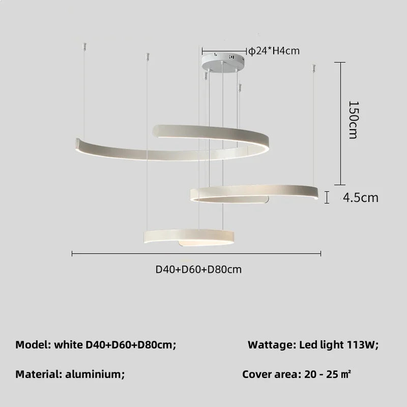 Modern LED Ring Ceiling Chandelier 60cm Black - Minimalist Decor A-white D40 60 80cm Tidesmit