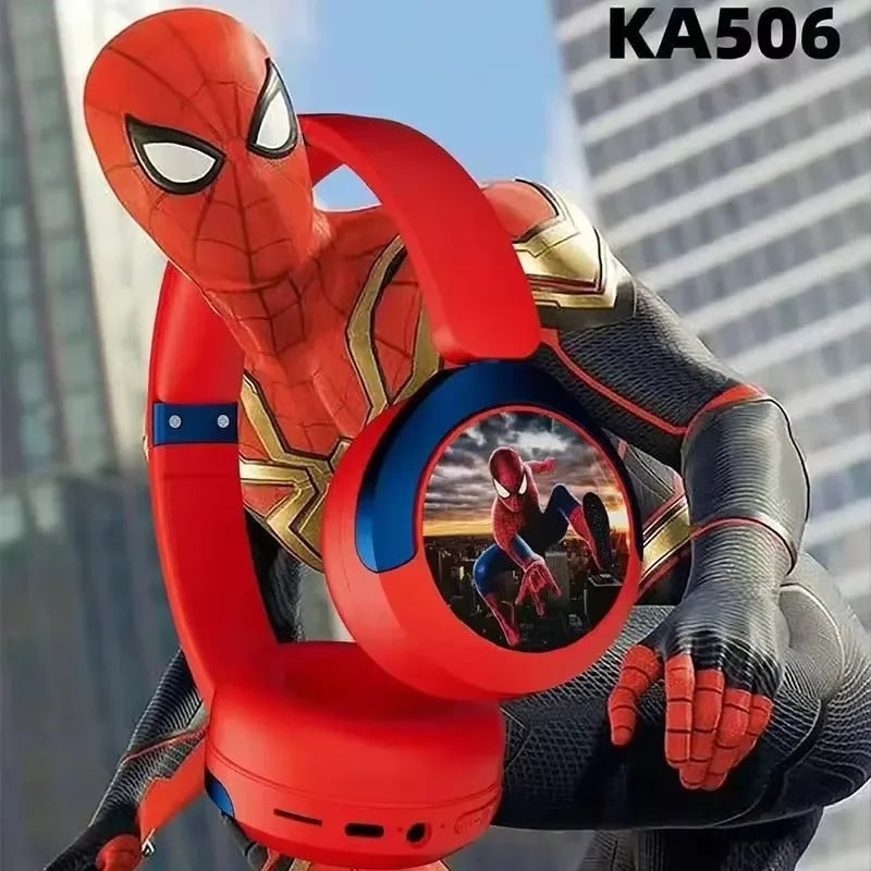 Spider Man Kids Wireless Headphones - Foldable Over-Ear Bluetooth Audio Tidesmit