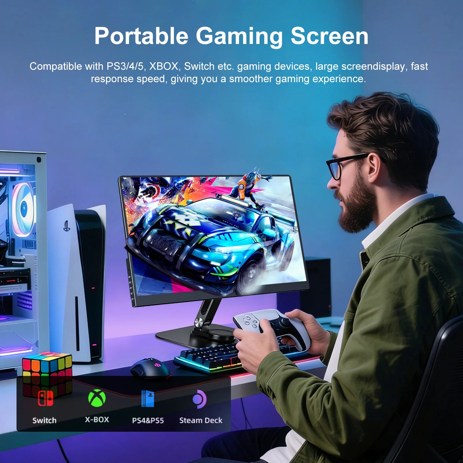 FORZOLA 14 Inch 4K UHD Portable Monitor 3840*2560 IPS Screen TypeC External Display with Stand 75X75 for PS5/4 Phone Xbox Laptop