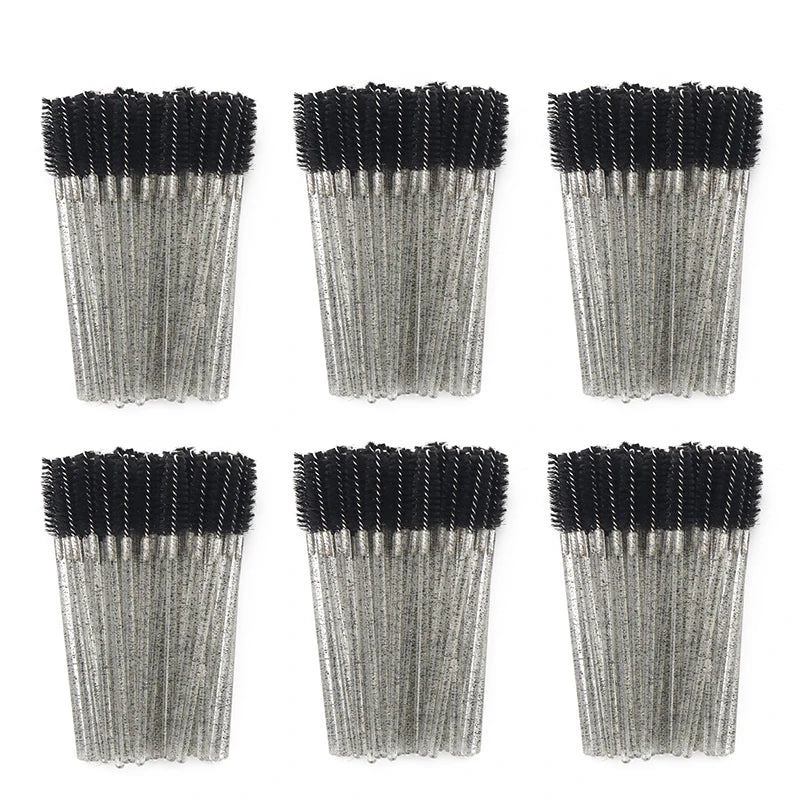 Disposable Eyelash Brushes for Extensions - Premium Soft Crystal Wands False Eyelashes 300pcs Clear Black Tidesmit