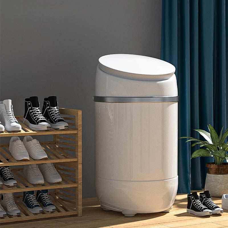 Tidesmit mini shoe washing machine for sneakers and slippers featuring automatic spin drying function side view