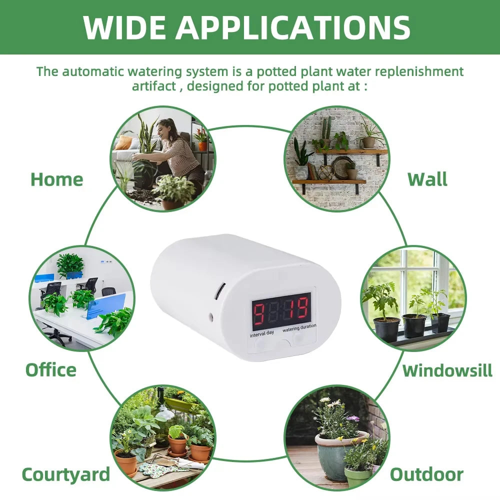 White automatic watering timer controller for indoor and outdoor potted plants