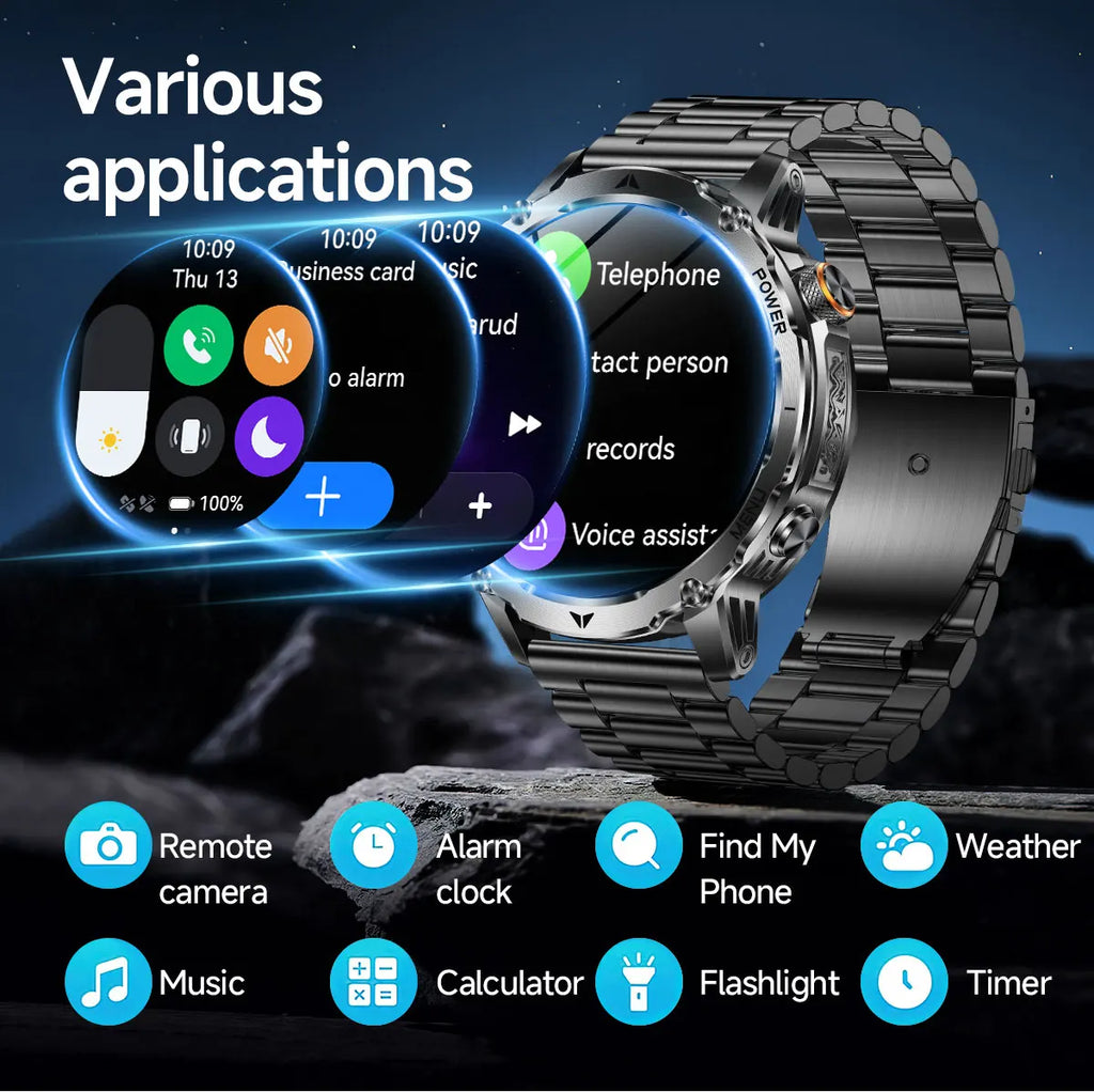 T-Rex 3 Military Grade 1100mAh Battery Smart Watch 10ATM Waterproof GPS Compass Altimeter Call AMOLED Men Swim Sports Smartwatch