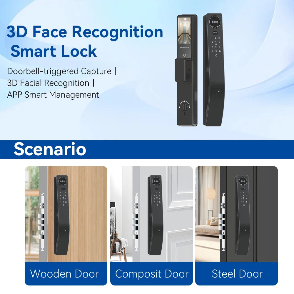 Smart Door Lock Tuya Wifi Smart Fingerprint Cerradura Inteligente Digital Safe Door With Camera Lock For Home